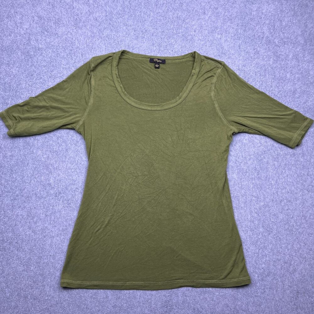 Cupio T-Shirt Womens Large Green‎ 3/4 Sleeve